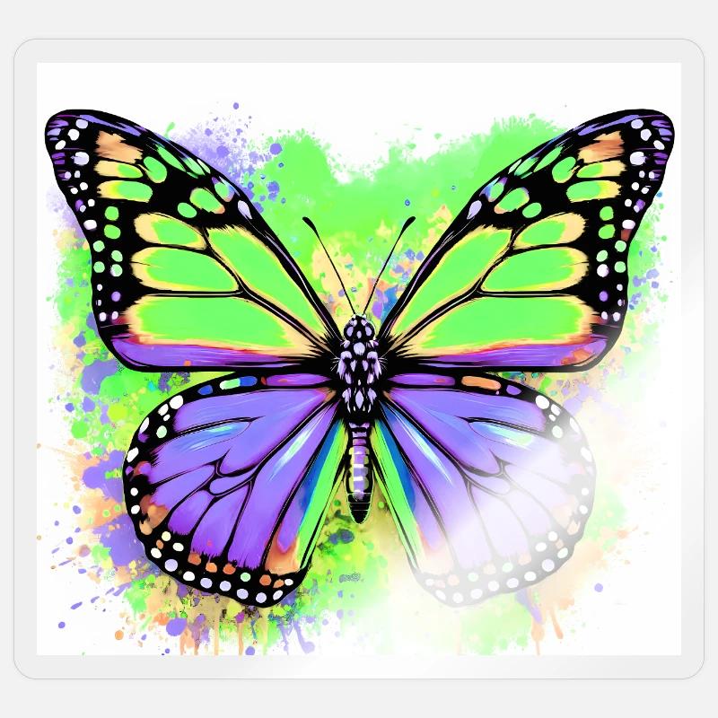 papillon - Sticker taille S (10 x 10 cm) - brillant transparent