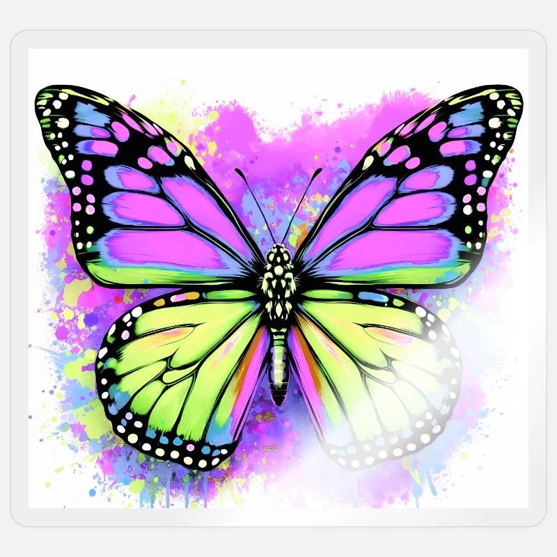 papillon - Sticker taille S (10 x 10 cm) - brillant transparent