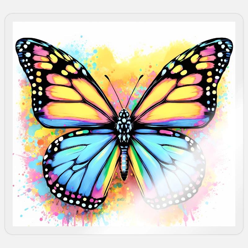 papillon - Sticker taille S (10 x 10 cm) - brillant transparent