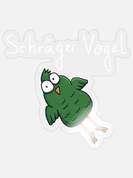 Schräger Vogel – Lustiger Cartoon Spruch - Sticker Größe S (10 x 10 cm) - Transparent glänzend