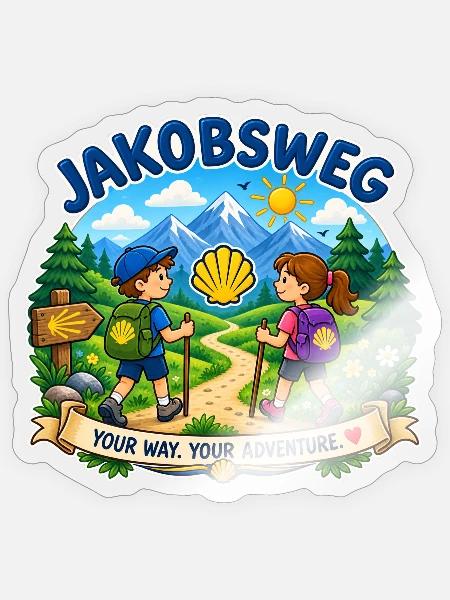 Jakobsweg Kindershirt - Sticker Größe S (10 x 10 cm) - Transparent glänzend