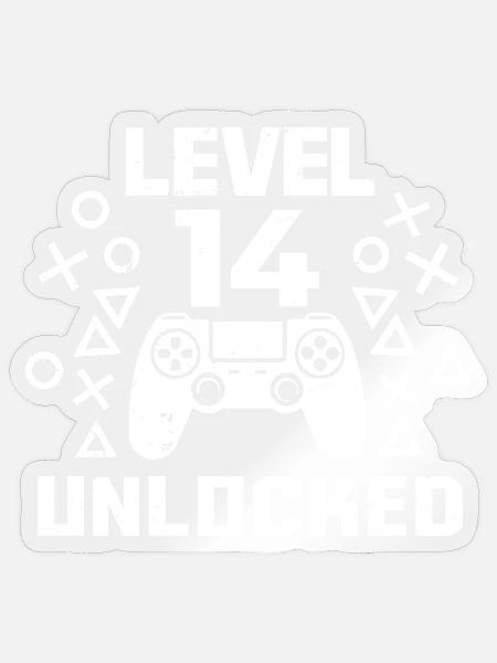 Stufe 14 freigeschaltet - Sticker Größe S (10 x 10 cm) - Transparent glänzend