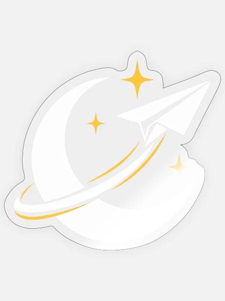 Papierflieger im Mondorbit - Sticker Größe S (10 x 10 cm) - Transparent glänzend