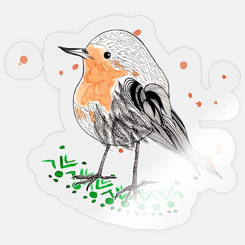 Rotkehlchen - Sticker Größe S (10 x 10 cm) - Transparent glänzend