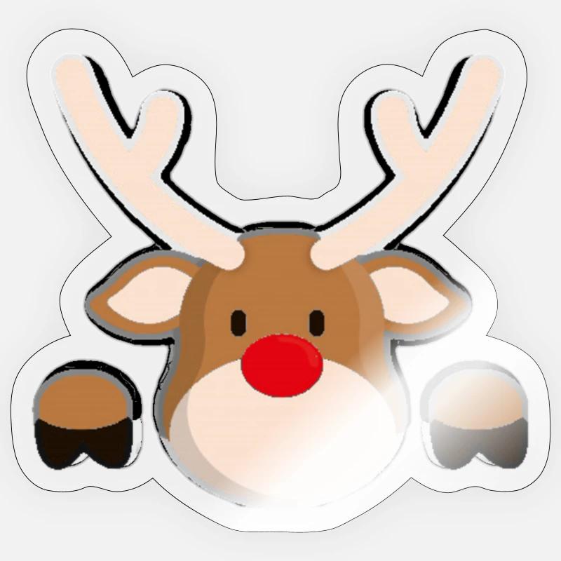 La Tête de renne amicale de Rudolph - Sticker taille S (10 x 10 cm) - brillant transparent