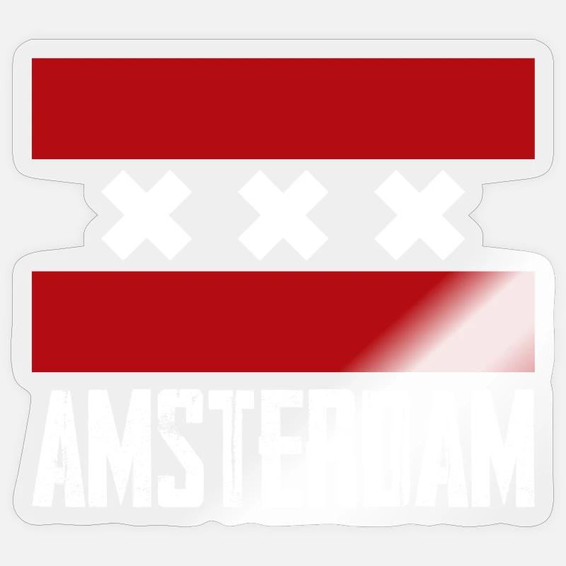 Amsterdam X Gestreiftes Emblem - Sticker Größe S (10 x 10 cm) - Transparent glänzend