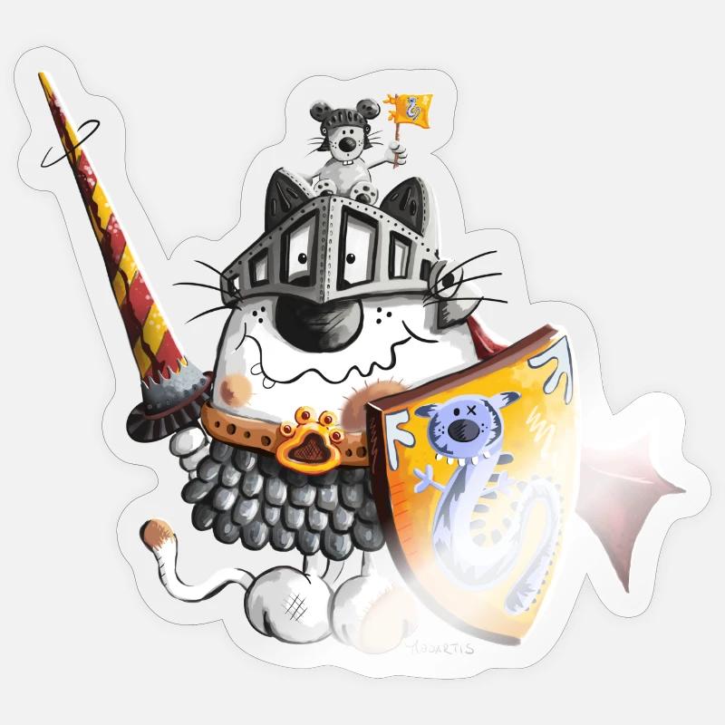 Chat Chevalier Sticker taille S (10 x 10 cm)