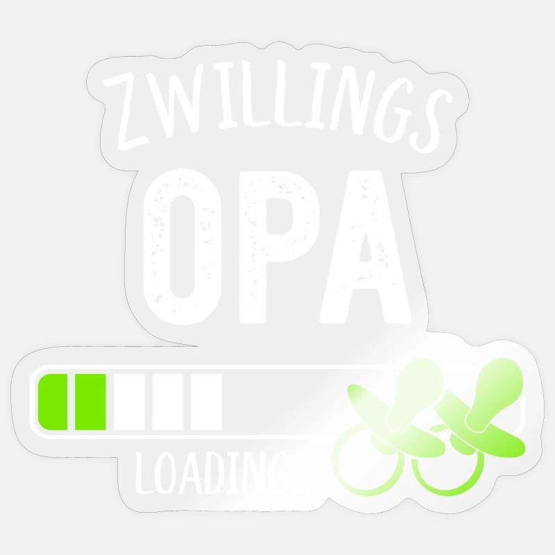 Zwillingsopa Loading Opa Großvater Zwillinge - Sticker Größe S (10 x 10 cm) - Transparent glänzend