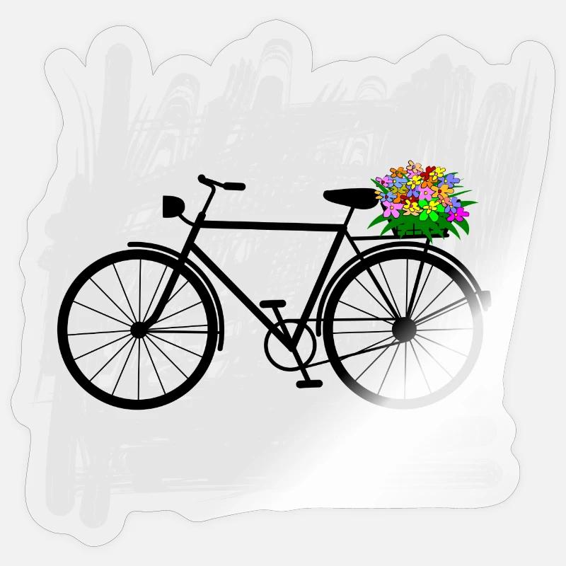 vélo fleurs cycliste Sticker taille S (10 x 10 cm)