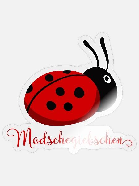 Modschegiebchen Marienkäfer Sächsisch Geschenkidee - Sticker Größe S (10 x 10 cm) - Transparent glänzend