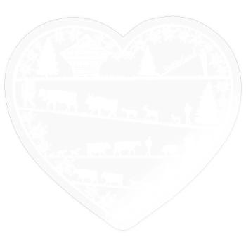 Herz mit Alpaufzug weiss - Sticker Größe S (10 x 10 cm) - Transparent glänzend - Vorne