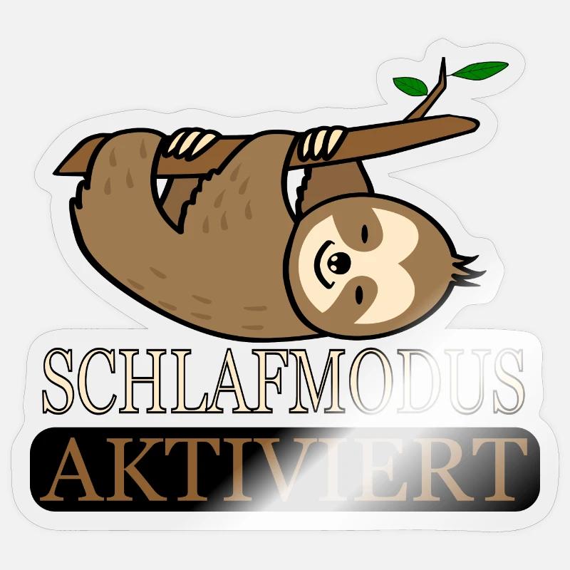 Faultier Schlafmodus Aktiviert Lustig - Sticker Größe S (10 x 10 cm) - Transparent glänzend