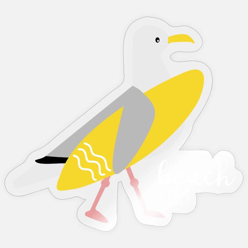 Surfer Möwe - Sticker Größe S (10 x 10 cm) - Transparent glänzend