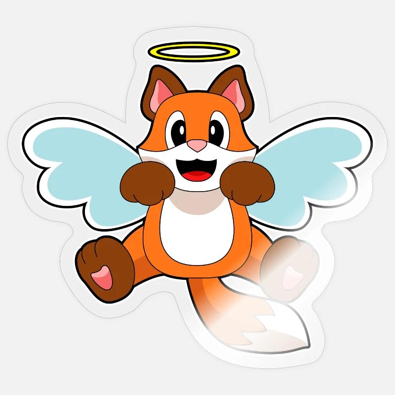 Fox Angel - Sticker taille S (10 x 10 cm) - brillant transparent