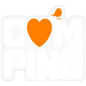 Camping Spatz Herz Camper coole Quotes Fan Urlaub - Sticker Größe S (10 x 10 cm) - Transparent glänzend - Vorne