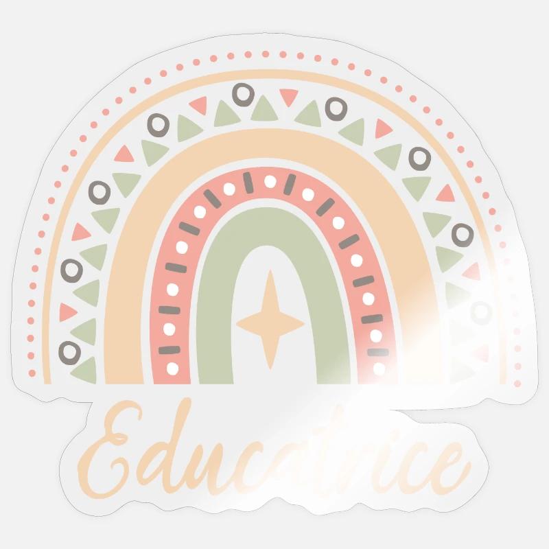 Cadeau Educatrice. Boho Rainbow éducatrice. Sticker taille S (10 x 10 cm)