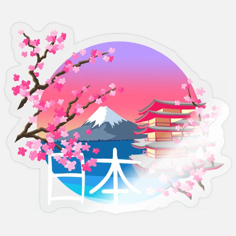 Mont Fuji - Sticker taille S (10 x 10 cm) - brillant transparent