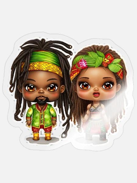 Rasta Mann und Rasta Frau - Sticker Größe S (10 x 10 cm) - Transparent glänzend