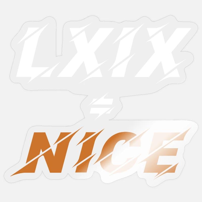 69=Nice en chiffres romains - Sticker taille S (10 x 10 cm) - brillant transparent