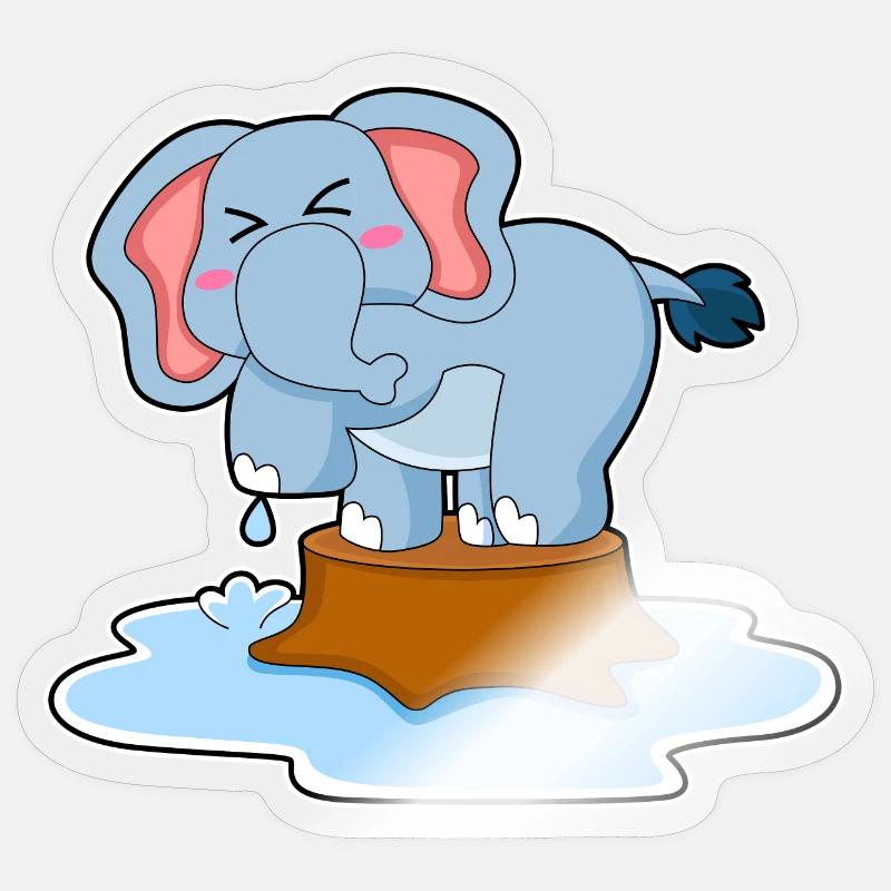 Elefant Wasser - Sticker Größe S (10 x 10 cm) - Transparent glänzend