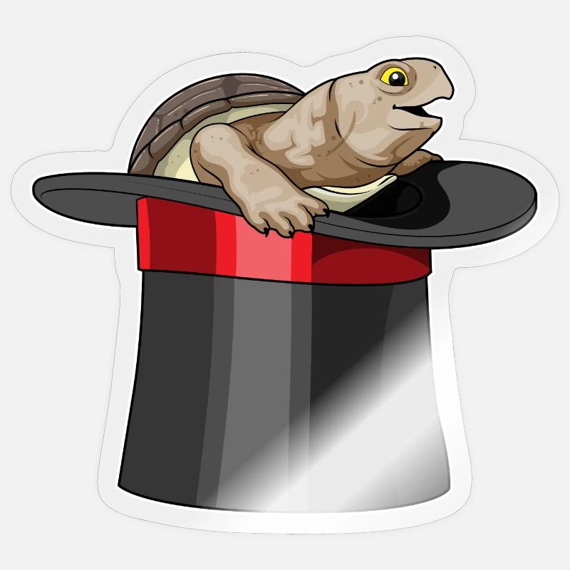 Cylindre Turtle Wizard - Sticker taille S (10 x 10 cm) - brillant transparent