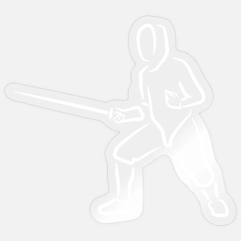 Fencing Drawing - Sticker size S (10 x 10 cm) - transparent glossy