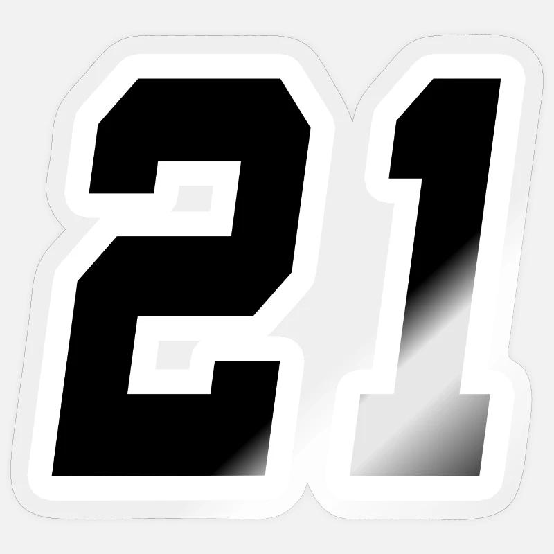 Nummer einundzwanzig 21 - Sticker Größe S (10 x 10 cm) - Transparent glänzend