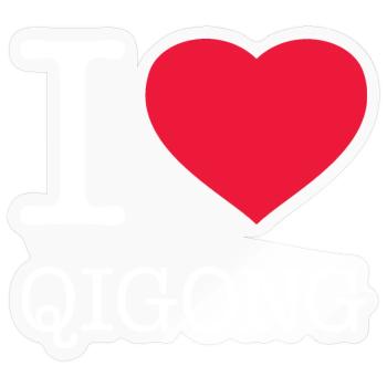 J’ADORE LE QIGONG - Sticker taille S (10 x 10 cm) - brillant transparent - Devant
