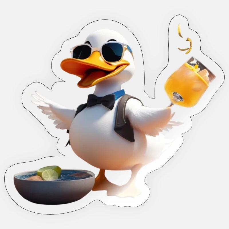 Cocktail Ente 2 - Sticker Größe S (10 x 10 cm) - Transparent glänzend