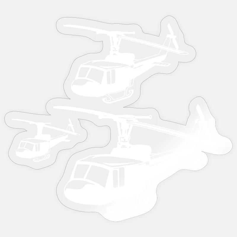 Hélicoptère - Sticker taille S (10 x 10 cm) - brillant transparent