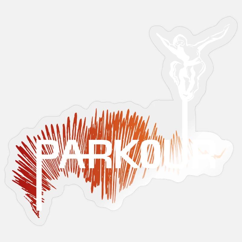 Parkour Ninja - couleur-blanc - Sticker taille S (10 x 10 cm) - brillant transparent