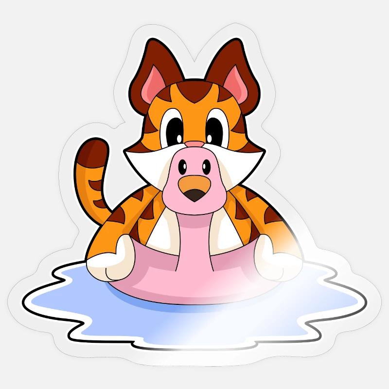 Tiger Flamingo - Sticker size S (10 x 10 cm) - transparent glossy
