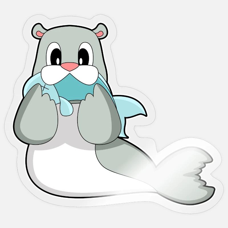 Poisson phoque - Sticker taille S (10 x 10 cm) - brillant transparent