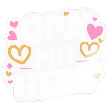 Opa-Herz: Bester Opa Bald Vatertag Du wirst - Sticker Größe S (10 x 10 cm) - Transparent glänzend - Vorne