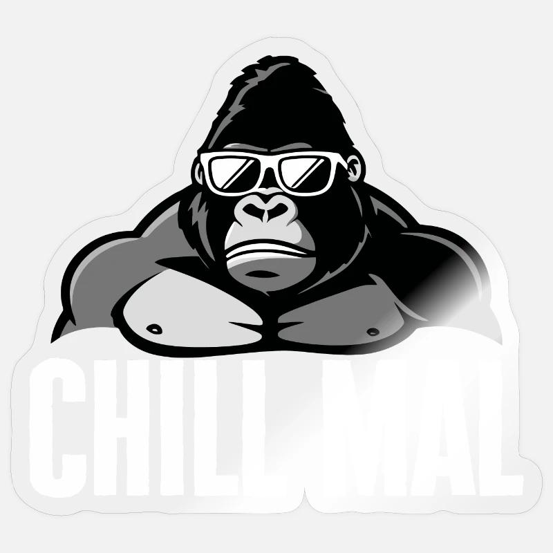 Cooler Bodybuilder-Gorilla - Sticker Größe S (10 x 10 cm) - Transparent glänzend