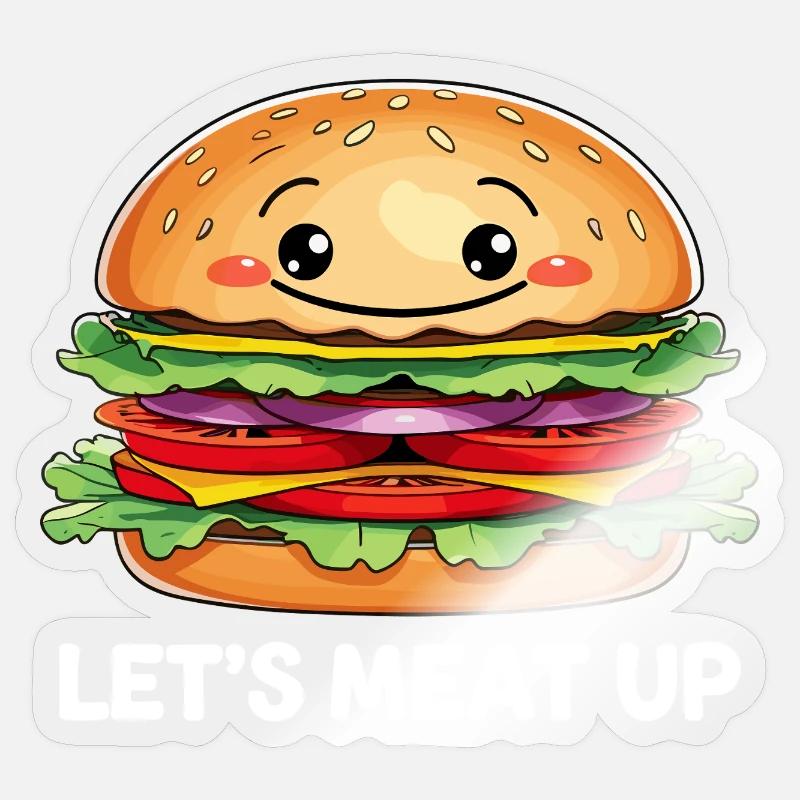 Funny Burger - Let's Meat Up Sticker size S (10 x 10 cm)