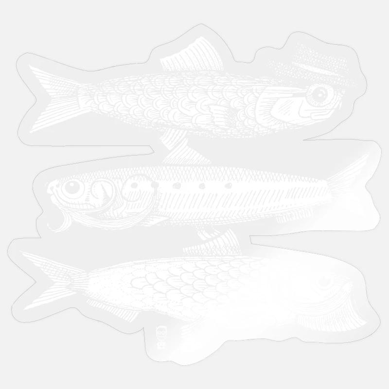 3 Poissons - blanc - Sticker taille S (10 x 10 cm) - brillant transparent