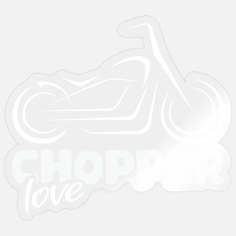 Chopper Love - Conception de ventilateur de moto - Sticker taille S (10 x 10 cm) - brillant transparent