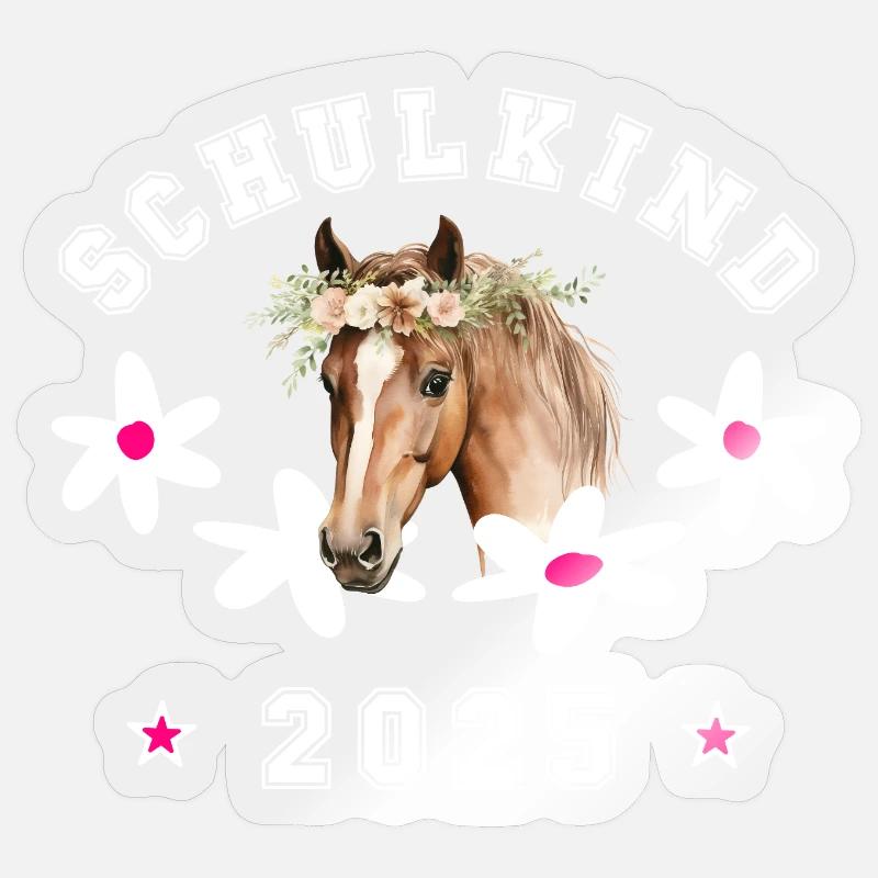 Schulkind 2025 - Pferd - Einschulung Klasse 1 - Sticker Größe S (10 x 10 cm) - Transparent glänzend