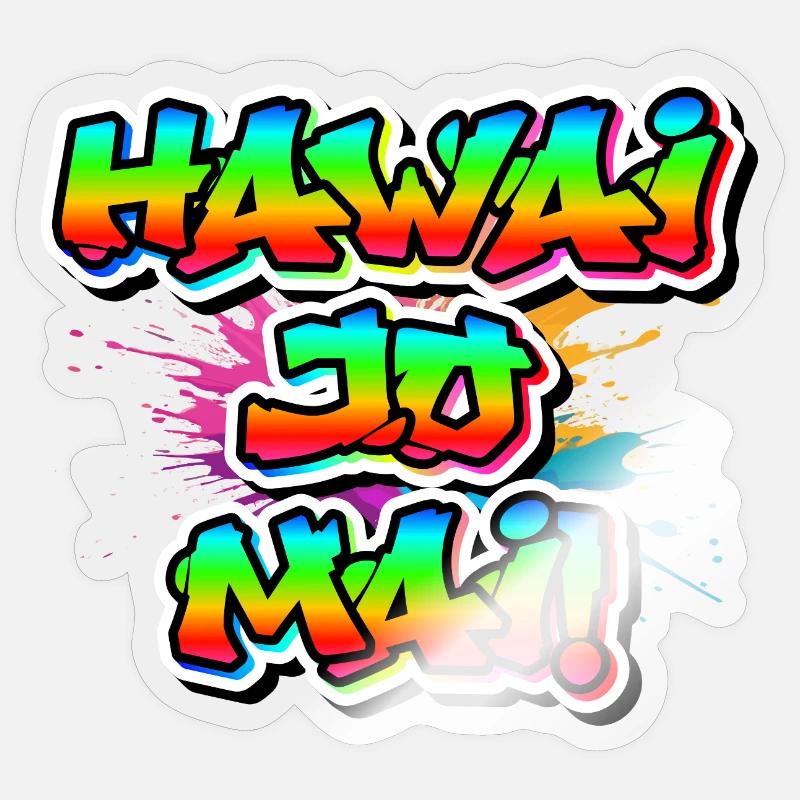 Hawaï Hello 😎 Neon Design Dialecte Vacances Souhaits Sticker taille S (10 x 10 cm)