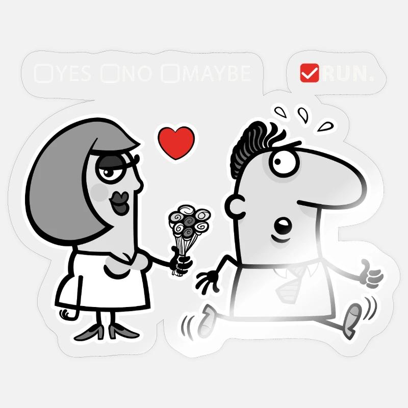 Liebe oder Flucht – Unkonventioneller Humor (Dark Version) Sticker Größe S (10 x 10 cm)