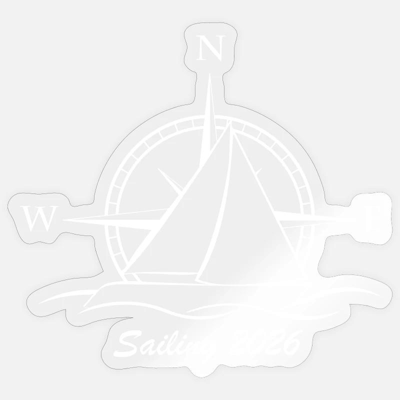 Sailing 2026 white - Sticker size S (10 x 10 cm) - transparent glossy