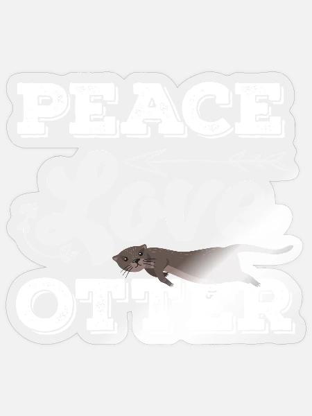 Seeotter Cartoon Frieden Liebe - Sticker Größe S (10 x 10 cm) - Transparent glänzend