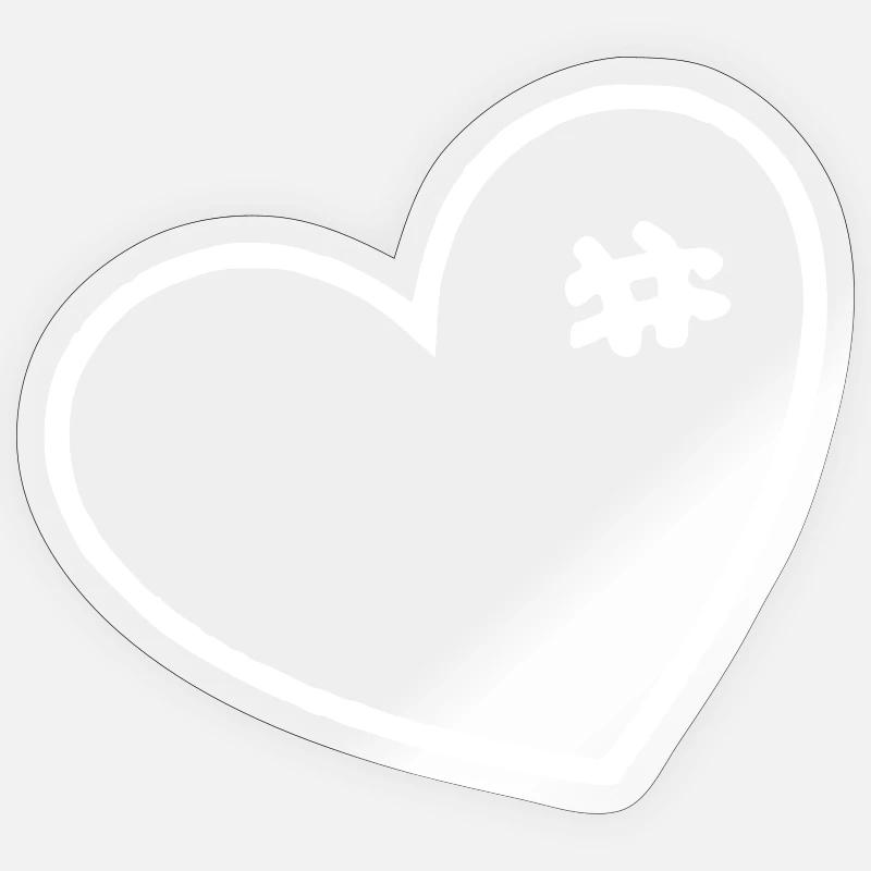 Coeur blanc avec points de suture Sticker taille S (10 x 10 cm)