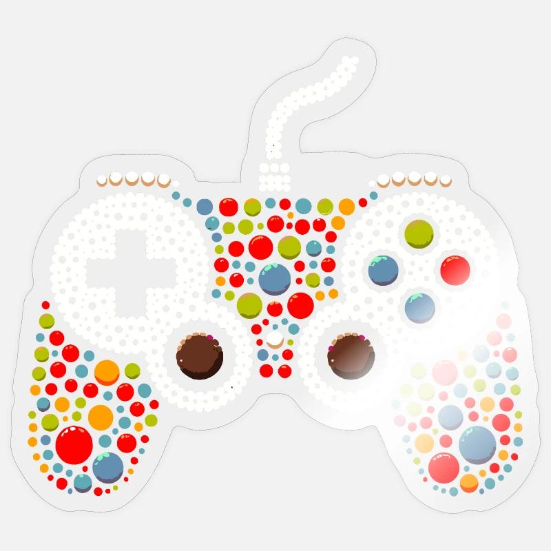 Pointillist Game Controller - Sticker size S (10 x 10 cm) - transparent glossy