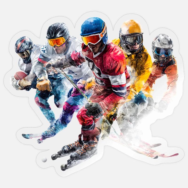 Compilation de tempêtes de couleurs Skier Panorama Sticker taille S (10 x 10 cm)