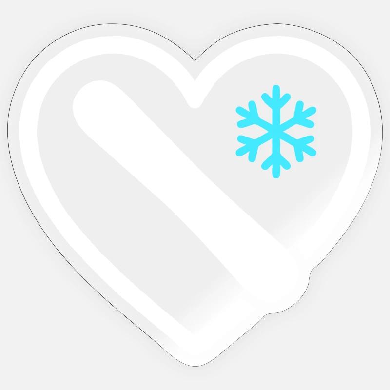 Snowboard Heart Mountain Winter Geschenk - Sticker Größe S (10 x 10 cm) - Transparent glänzend