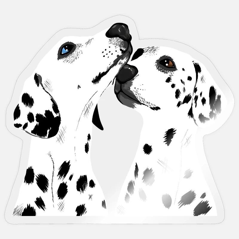 Deux Dalmatiens - Sticker taille S (10 x 10 cm) - brillant transparent