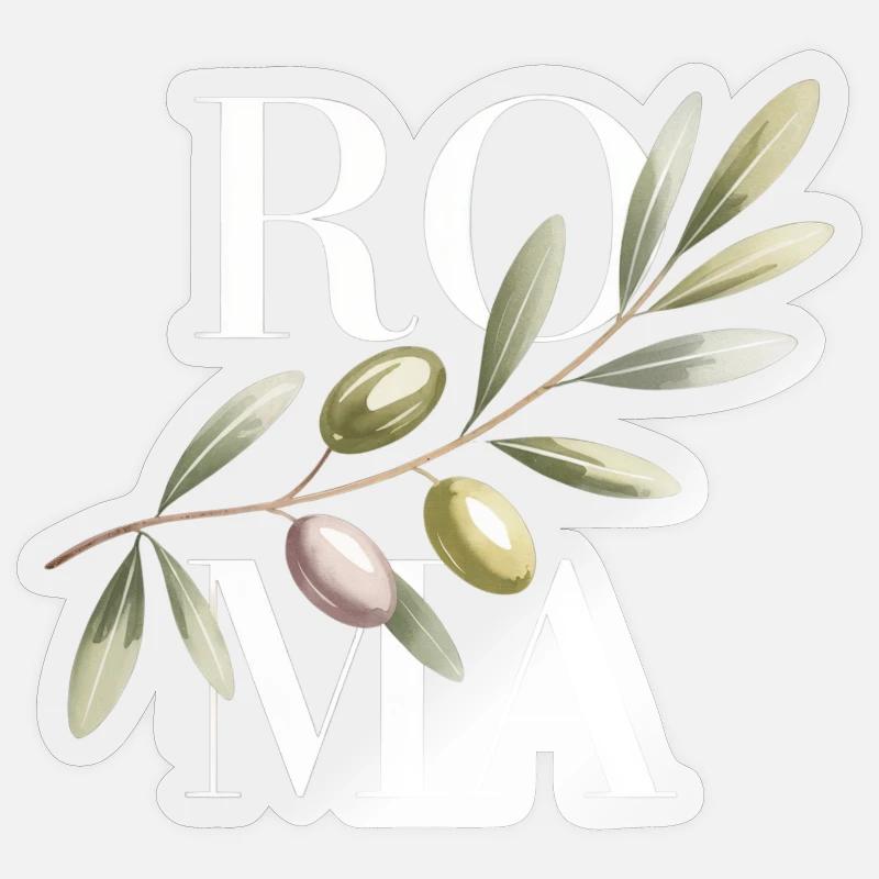 ROMA – Rameau d’Olivier - Sticker taille S (10 x 10 cm) - brillant transparent
