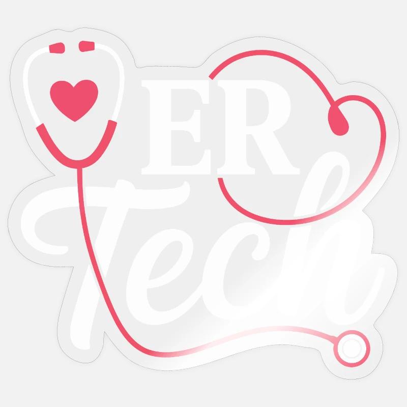 ERTech Stethoskop Herz - Sticker Größe S (10 x 10 cm) - Transparent glänzend